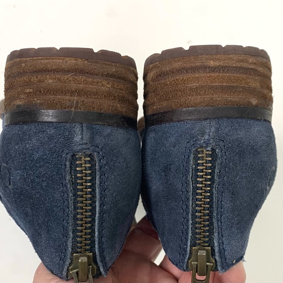 Born Katharina Ankle Booties Blue Suede Women Size 8 Zip Back Boho Distressed - Picture 9 of 14